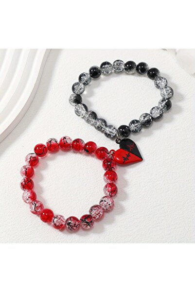 Choice 2 Pcs Bracelets Valentine's Day Black and Red Couple Bracelet, Gothic ...