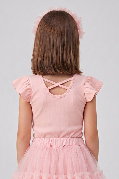 Le Mabelle Salmon Cross Back Short Sleeve Girls' T-Shirt - Julie