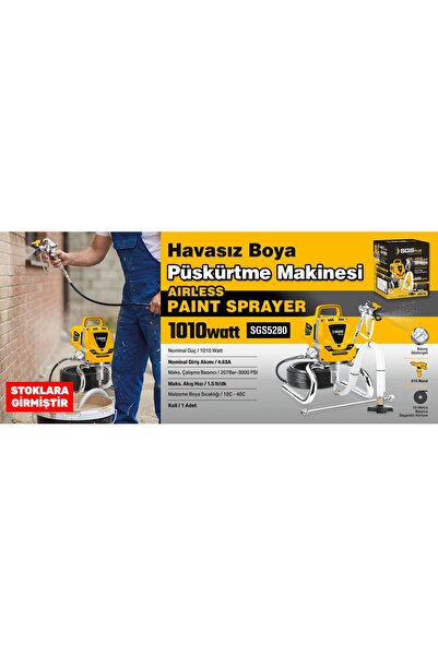 SGS HAVASIZ BOYA PÜSKÜRTME MAKİNESİ 1010 WATT 207 BAR