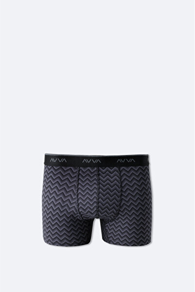 Avva Men's Anthracite Patterned Cotton Single Regular Fit Boxer A51Y9504