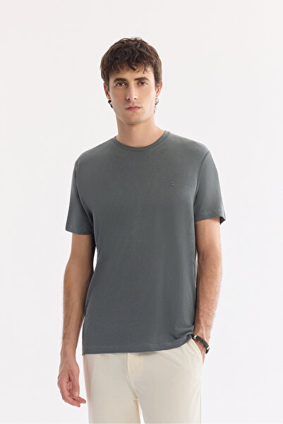Avva Men's Khaki Crew Neck Bi-Stretch Soft Touch Basic Regular Fit T-Shirt B0...