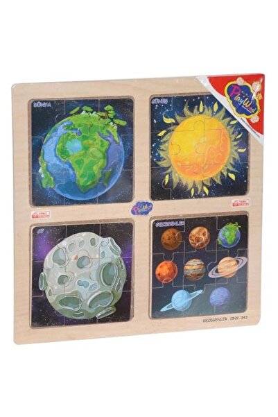 Play Wood Playwood Wooden Educational 4-Piece Puzzle Planets Ony343