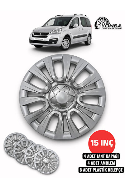 YONGA OTO AKSESUAR PEUGEOT PARTNER TEPEE 15 İnç Jant Kapağı 4'lü Set Gümüş + ...