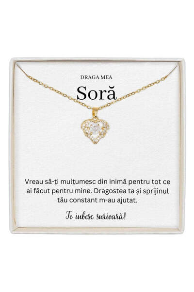 The Jewel Heart Colier True Love cu pandantiv și inimă strălucitoare, semn al...