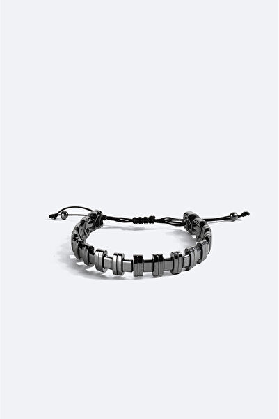 Avva Men's Anthracite Hematite Stone Bracelet B009604