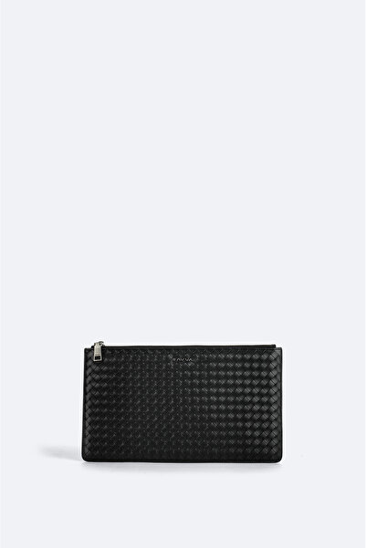 Avva Men's Black Double Zipper Handbag A52Y9107