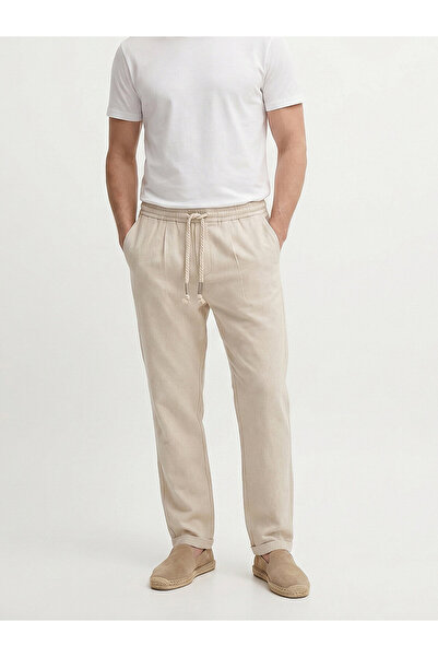 Xint Erkek Naturel Keten Karışımlı Slim Fit Jogger