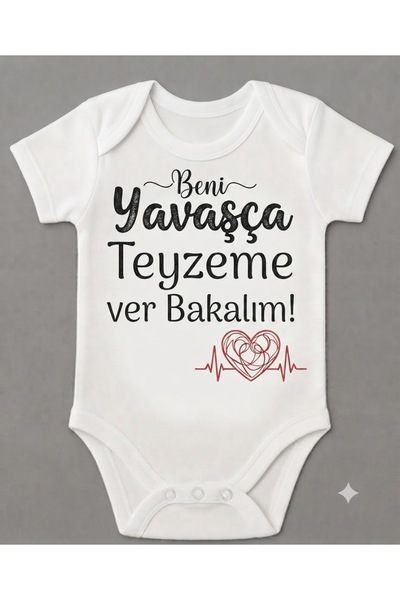 EYDUBABY Gently Give Me to My Aunt Printed Short Sleeve Snap Fastener Baby Bo...