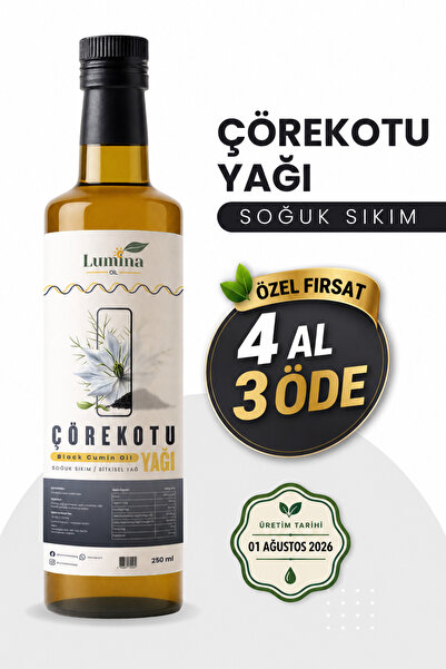 LUMİNAOİL Çörekotu Yağı ( Çörekotu ) 250 ML %100 Soğuk Press