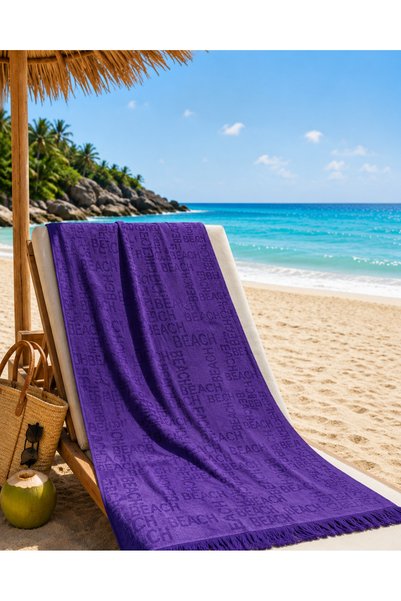 la lune home 70X150 cm Cotton Beach and Sauna Towel – Beach Patterned, Fringed, Soft Textured
