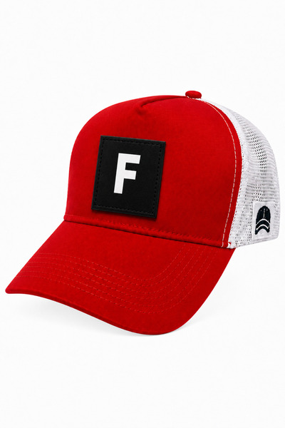 all hats قبعة بيسبول شبكية مزينة بحرف F وتفاصيل مطرزة