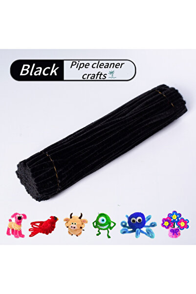 Choice4 Black 100 Pieces Pipe Cleaners Chenille Stem, Solid Color Pipe Cleane...