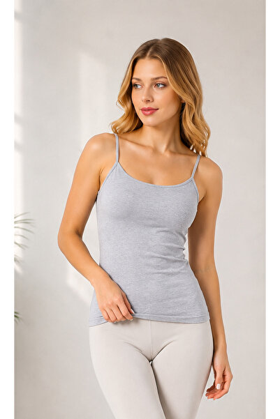 MİSSEMMA Women's Gray Tank Top with Straps, Breathable Fabric