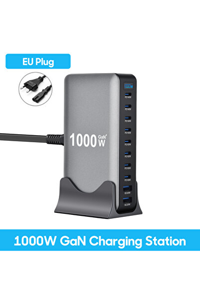 Choice 1000W EU Plug 1000W GaN Charger USB C Fast Desktop 10Port USB Type C P...