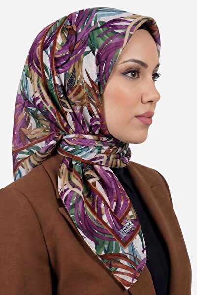 hadiora Women's Purple Green Tropical Leaf Patterned Stitched Writing Cotton ...