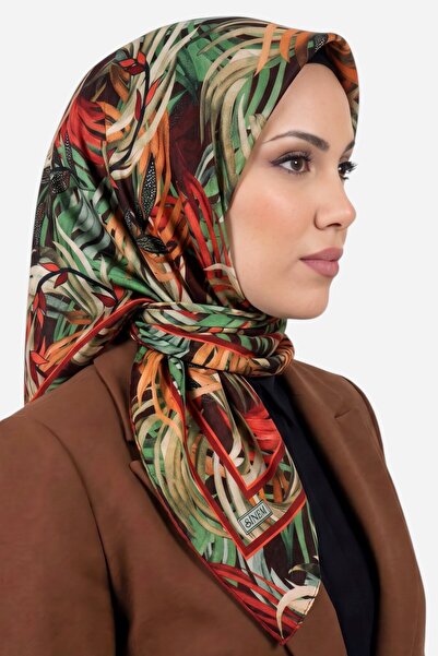 hadiora Women's Green Tropical Leaf Patterned Stitched Writing Cotton Cheesec...