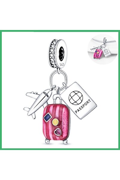 Choice AC291-880 925 Sterling Silver Luggage airplane Charms Pendant with Cub...