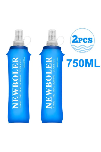 Choice BOT214-750-2PCS 750ML Water Bottle TPU Folding Soft Flask Sport Water ...