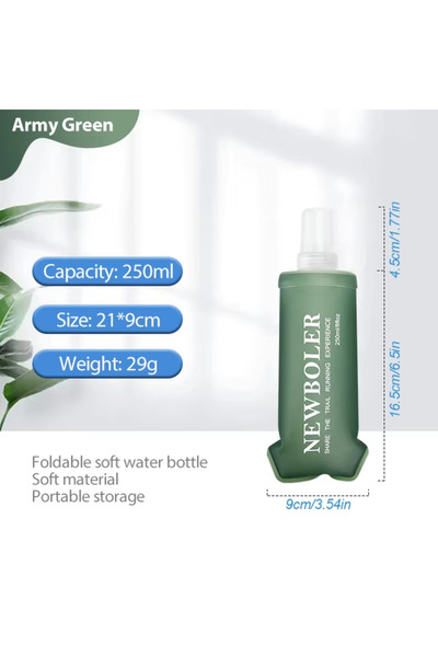 Choice BOT220-GRE-250 NEWBOLER 150/250/500ml Outdoor Collapsible Silicone Bit...
