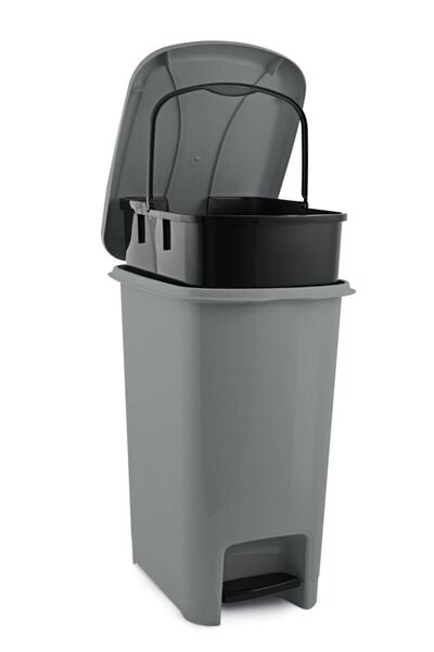 Melkan Home Pedallı Çöp Kovası 12,5 Litre Iç Kovalı Gri Çöp Kovası Slim Pedallı Çöp Kovası 12,5 Litre 40 Cm