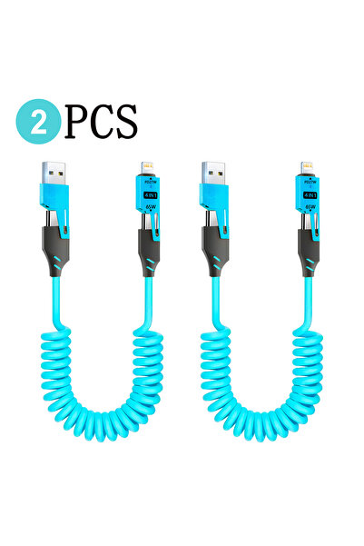 Choice 1.5m 2PCS-Blue 1-2PCS Fast Charging Spring Data Cable 65W Retractable ...
