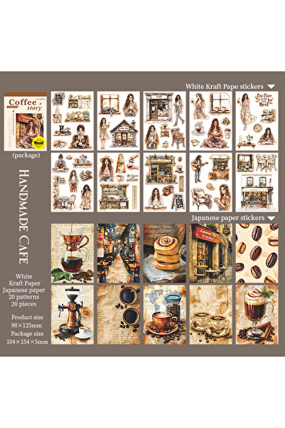 Choice6 1pack B Handmade Caf 1pack/2pack 4 Styles Coffee Themed Sticker Books...