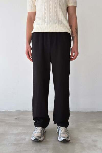 Flaw Wear Elastic Waist Linen Trousers