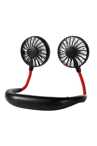 Choice reddish-black Portable Hanging Neck Fans 3-Speed Adjustable Neck Dual ...