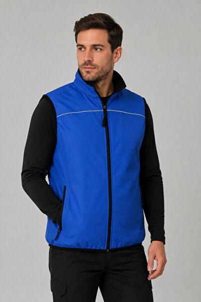 ESER İŞ GÜVENLİĞİ Softshell Yelek Saks Mavi - Slim Fit
