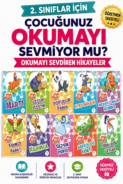 5 Renk Yayınları 2 .Sınıf Okumayı Sevdiren 10 lu Hikaye Seti - 10 (32 sayfa)