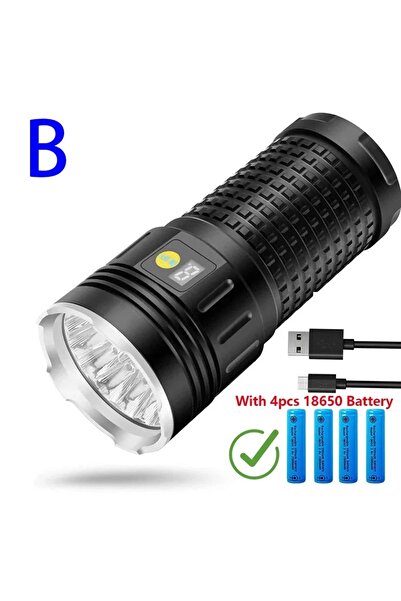 Choice مصباح يدوي عالي الطاقة مزود بـ 18 مصباح LED يعمل ببطارية PJ-4 18650، ق...