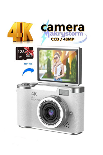 Makrystorm كاميرا رقمية 4K CCD مع تقريب رقمي 48 ميجابكسل وشاشة قلابة 180 درجة...