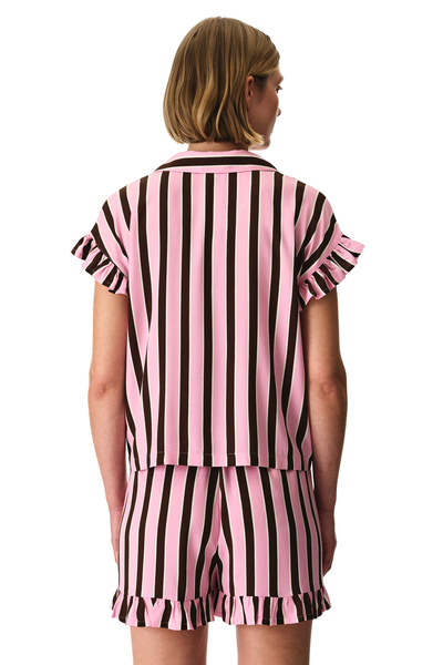 Penti Brown Lily Çizgili Kısa Kollu Gömlek Şort Pijama Takımı