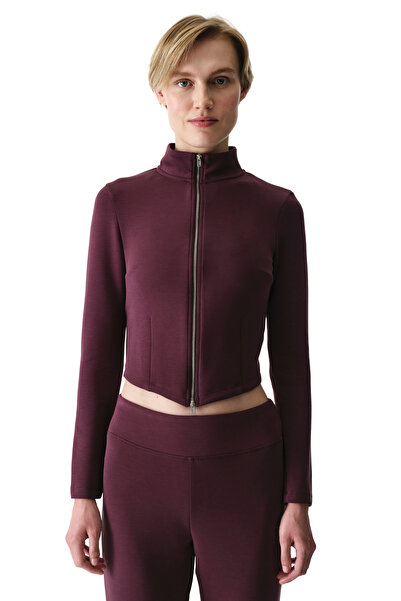 Penti Bordo Fermuarlı Bisiklet Yaka Modal Sweatshirt