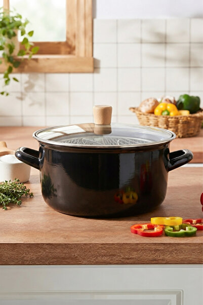 Kitchen Life Master Pro Cook Ahşap Kulplu,Paslanmaz Saplı Siyah Süzgeçli Emay...