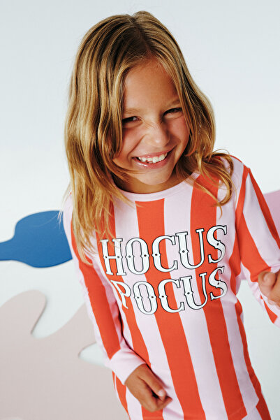 Penti Pink Girls Hocus Pocus Stripedlong Sleeve Pajamas Set