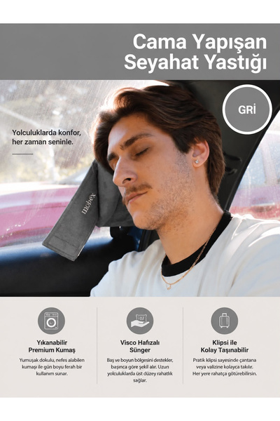 mobex Cama Yapışan Premium Visco Seyahat ve Boyun Yastığı