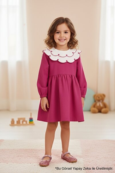 Le Mabelle Rochie de in pentru fetiță cu decolteu cu model de inimă fucsia - ...