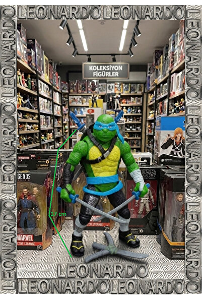 OYUNCAKSAHİLİ Ninja Kaplumbağa Leonardo 17cm Kırılmaz Oyuncak Figür Kılıçlar ...