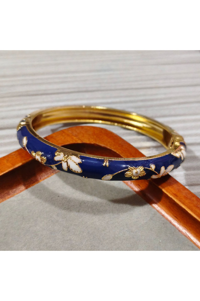 Choice28 58-60mm Gem blue with white Enamel Chinese Cloisonne Bracelet Double...