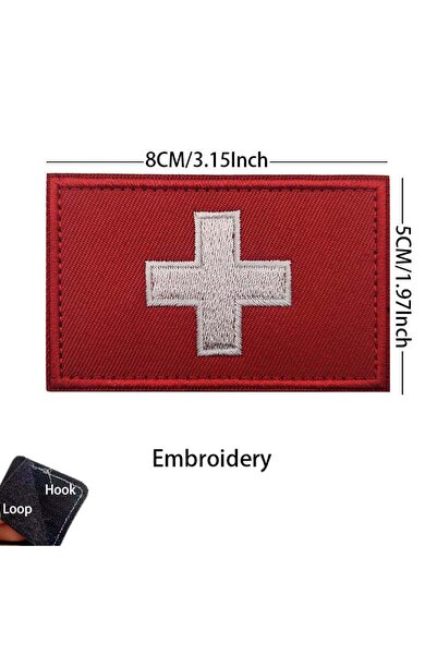 Choice7 HK160-09-Red Switzerland Flag Swiss Badge Fabric Applique Embroidery ...