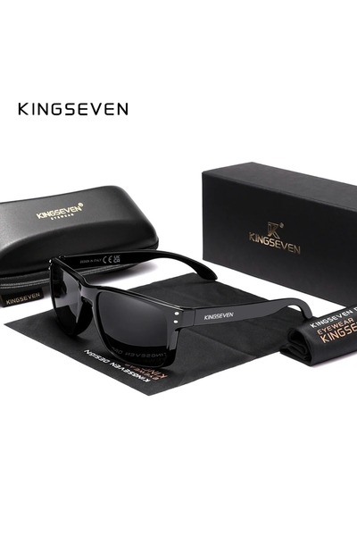Choice نظارات شمسية KINGSEVEN مستطيلة كلاسيكية سوداء ورمادية TR90 مستقطبة للن...