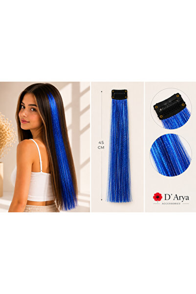 Darya إكسسوار شعر DD857 باللون الأزرق الداكن اللامع مع مشبك جانبي من التينسل