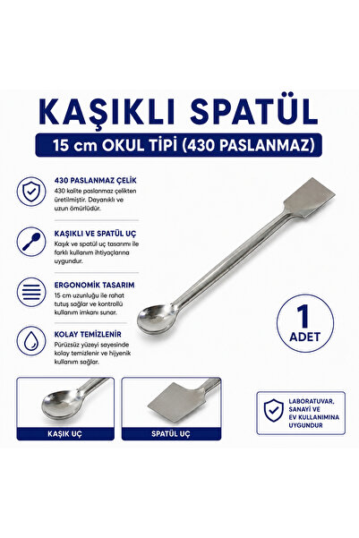 Labolist Kaşıklı Spatül 15 cm Okul Tipi (430 Paslanmaz)