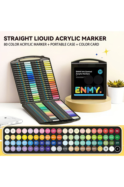 Choice 80 colors ENMY Acrylic Paint Markers Pen Soft Head Direct Liquid Graff...