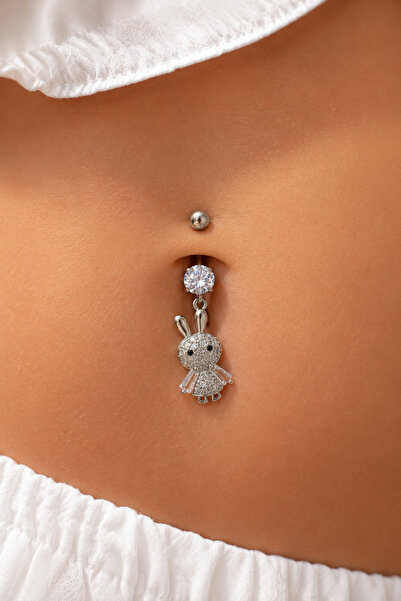 Sacce Scarves&Accessories Çelik Tavşan Göbek Piercing Gümüş Renk