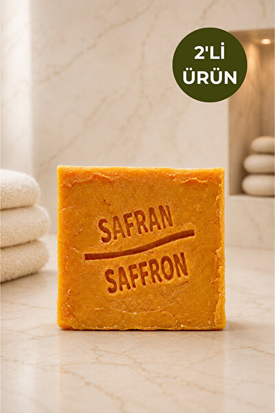 2'li Doğal Safran Sabunu 120-140 gr – El Yapımı Bitkisel Nemlendirici Yüz, Vücut ve Saç Sabunu