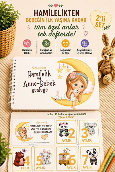 Lodos 2'Lİ SET Hamilelikten Bebeğin İlk Yaşına Tüm Anılarınız Tek Defterde Ha...