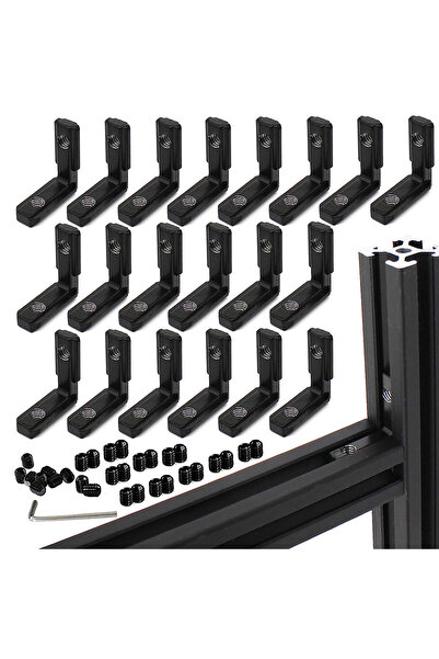 Choice 20 Pcs 20pcs Black 2020 Series L-Shape Interior Inside Corner Connecto...
