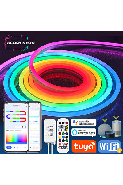 Choice1 2m RGB Multicolor TUYA Neon LED Strip Lights 12-24V 84LEDs/M Silicone...